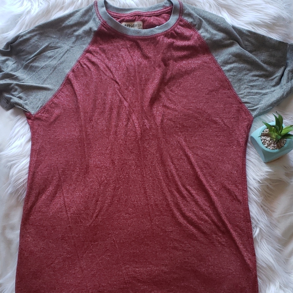 Alpha Beta Gray Red Crewneck T Shirt
